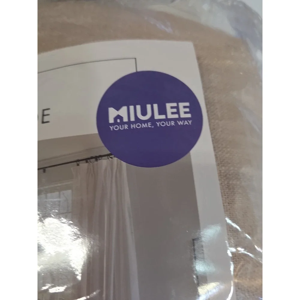 MIULEE Beige Linen Blend Curtain Panel 40x96 With Hooks 1 Panel New